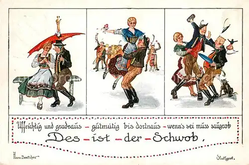 AK / Ansichtskarte Boettcher_Hans_Stuttgart Tanz Trachten Schwaben  Boettcher_Hans_Stuttgart