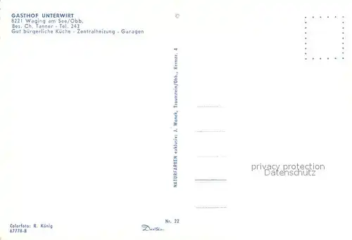 AK / Ansichtskarte Waging_See Gasthof Unterwirt  Waging_See