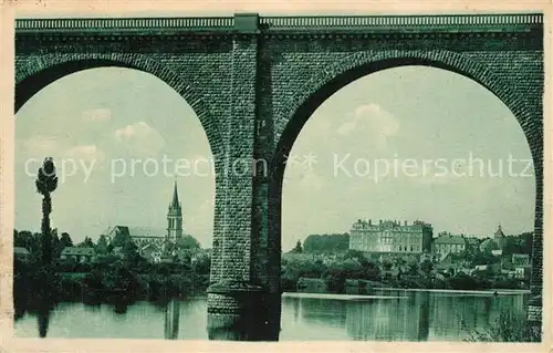 AK / Ansichtskarte Sable sur Sarthe Eglise et le Chateau vus du Viaduc Sable sur Sarthe