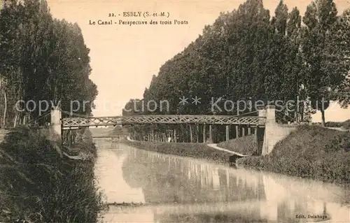 AK / Ansichtskarte Esbly Le Canal Perspective des trois Ponts Esbly