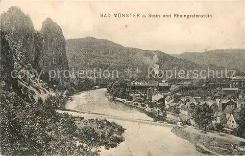 AK / Ansichtskarte Bad_Muenster_Stein_Ebernburg Panorama Nahe Rheingrafenstein Felsen Bad_Muenster