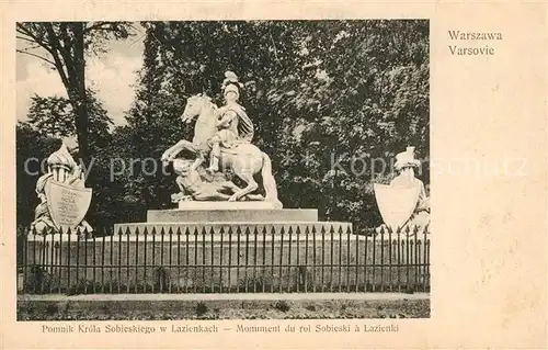 AK / Ansichtskarte Warszawa Pomnik Krola Sobieskiego w Lazienkach Monument Denkmal Warszawa