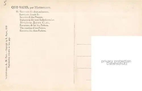 AK / Ansichtskarte Verlag_Noyer_(AN Paris)_Nr. 276 10 Quo Vadis Rencontre des deux Puissances D. Mastroianni  