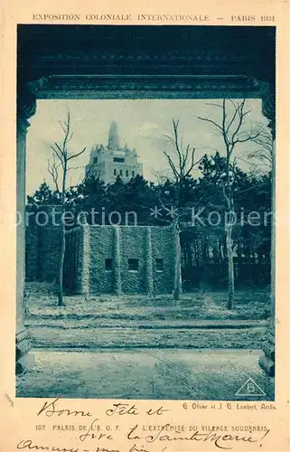 AK / Ansichtskarte Exposition_Coloniale_Paris_1931 Palais de l  A.O.F. Village Soudanais 