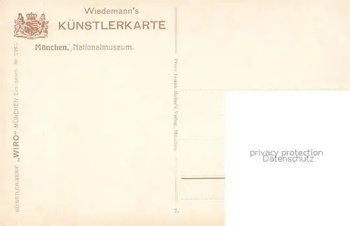 AK / Ansichtskarte Verlag_Wiedemann_WIRO_Nr. 2163 M?nchen Nationalmuseum 