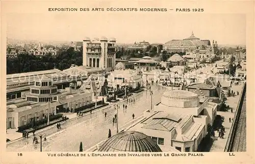 AK / Ansichtskarte Exposition_Arts_Decoratifs_Paris_1925 Esplanade des Invalides Grand Palais  