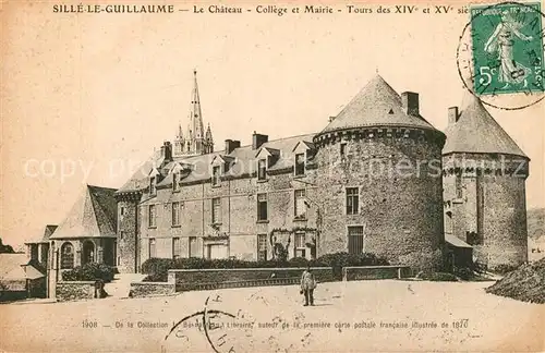 AK / Ansichtskarte Sille le Guillaume Le Chateau College et mairie Tours Sille le Guillaume