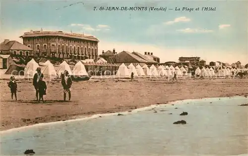AK / Ansichtskarte Saint_Jean_de_Monts La Plage et l Hotel Saint_Jean_de_Monts