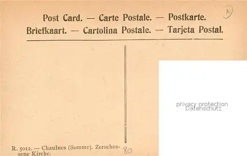 AK / Ansichtskarte Chaulnes Eglise en ruines Chaulnes