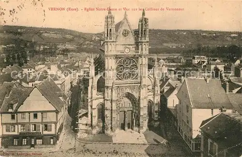 AK / Ansichtskarte Vernon_Eure Eglise Notre Dame et vue sur les Collines de Vernonnet Vernon Eure
