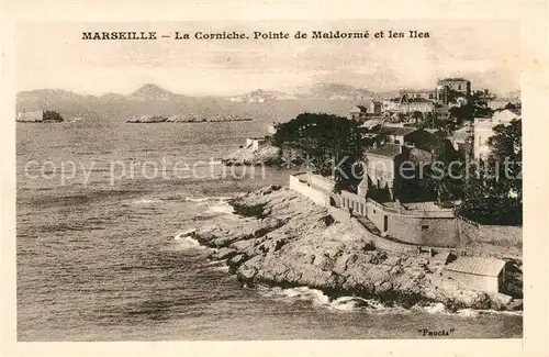 AK / Ansichtskarte Marseille_Bouches du Rhone La Corniche Pointe de Maldorme et les Iles Marseille
