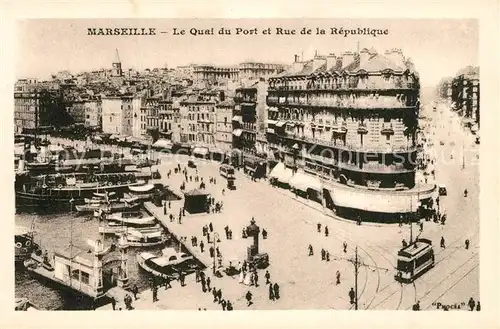 AK / Ansichtskarte Marseille_Bouches du Rhone Quai du Port et Rue de la Republique Marseille