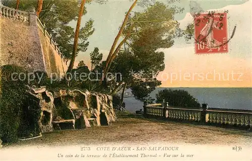 AK / Ansichtskarte San_Salvadour Un coin de la terrasse de lEtablissement Thermal Vue sur la mer San_Salvadour