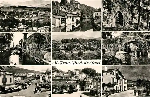 AK / Ansichtskarte Saint Jean Pied de Port Vue generale vers le Col dIspeguy Maisons Basques sur la Nive et le Pont dEspagne La Porte Est Saint Jean Pied de Port