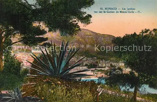 AK / Ansichtskarte Monaco Les Jardins vus sur le Casino de Monte Carlo Monaco