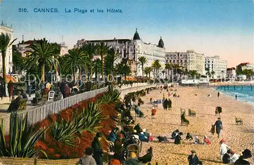 AK / Ansichtskarte Cannes_Alpes Maritimes La plage et les hotels Cannes Alpes Maritimes