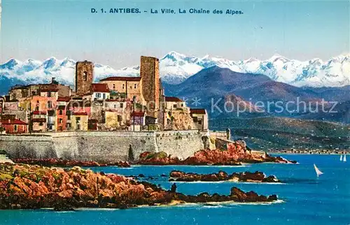 AK / Ansichtskarte Antibes_Alpes_Maritimes La Ville et Chaine des Alpes Antibes_Alpes_Maritimes