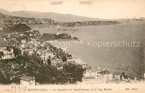 AK / Ansichtskarte Monte Carlo Quartier de Saint Roman et Cap Martin Cote d Azur Monte Carlo