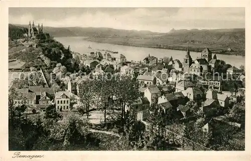 AK / Ansichtskarte Remagen Stadtpanorama mit Apollinariskirche Rheintal Siebengebirge Remagen