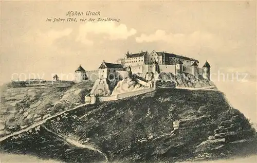 AK / Ansichtskarte Urach_Bad Schloss Hohen Urach anno 1764 vor der Zerstoerung Kuenstlerkarte Urach_Bad