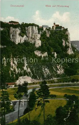 AK / Ansichtskarte Langenbrunn Blick auf Schloss Werenwag Dontautal Schwaebische Alb Langenbrunn