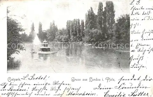 AK / Ansichtskarte Landau_Pfalz Schwanenteich Ostpark Landau Pfalz