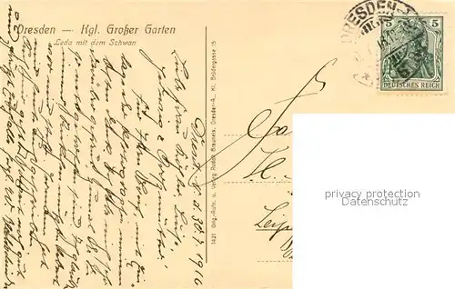 AK / Ansichtskarte Dresden Kgl. Grosser Garten Leda mit dem Schwan Denkmal Statue Dresden