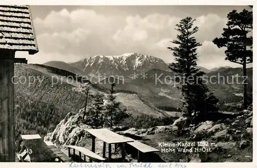 AK / Ansichtskarte Kleine_Kanzel Berghuette Blick zur Hohe Wand Alpen Kleine_Kanzel