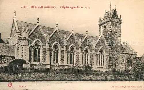 AK / Ansichtskarte Biville Eglise agrandie en 1917 Biville