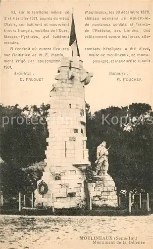 AK / Ansichtskarte Moulineaux Monument de la Defense Moulineaux