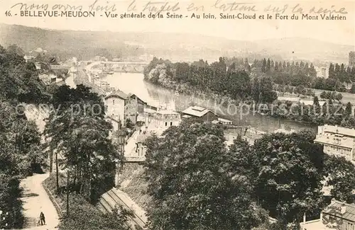 AK / Ansichtskarte Bellevue_Meudon Vue generale de la Seine Au loin Saint Cloud et le Fort du Mont Valerien Bellevue_Meudon