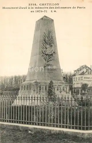 AK / Ansichtskarte Chatillon_Hauts de Seine Monument eleve a la memoire des defenseurs de Paris en 1870 71 Chatillon Hauts de Seine
