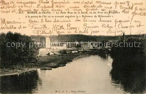 AK / Ansichtskarte Issy les Moulineaux Le Petit Bras de la Seine vu du Pont des Peupliers Issy les Moulineaux