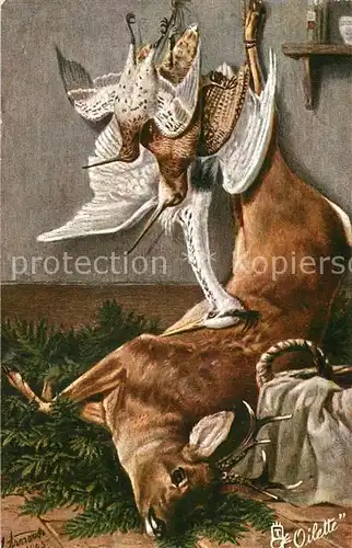 AK / Ansichtskarte Verlag_Tucks_Oilette_Nr. 400 B Jagd Stillleben Reh V?gel 