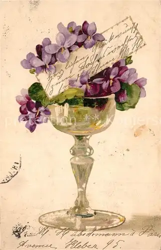 AK / Ansichtskarte Blumen Veilchen Glas Litho  