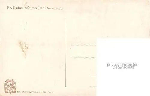 AK / Ansichtskarte Reiss_Fritz Sommer im Schwarzwald Verlag Elchlepp Nr. 7 