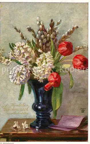 AK / Ansichtskarte Verlag_Primus_Nr. 1294 F. Hildebrandt Geburtstag Blumen Vase  