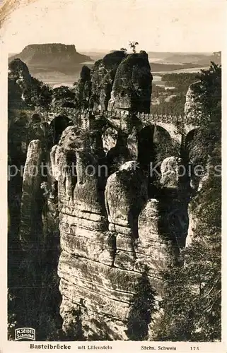AK / Ansichtskarte Foto_Seidel_M._Schmilka_Nr. 175 Basteibr?cke Lilienstein  Foto_Seidel