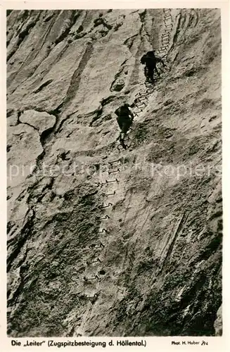 AK / Ansichtskarte Bergsteigen_Klettern Die Leiter Zugspitzbesteigung H?llental 