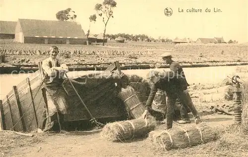 AK / Ansichtskarte Ernte_Landwirtschaft Culture du Lin Mise en Ballon Leinen 