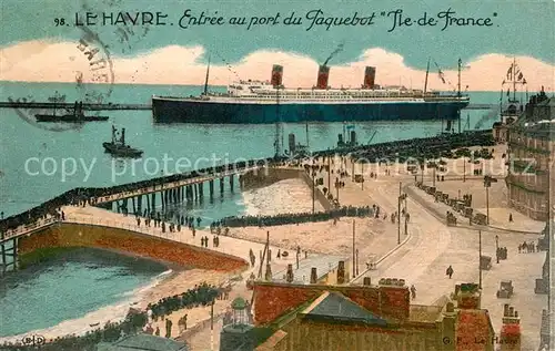 AK / Ansichtskarte Dampfer_Oceanliner Paquebot Ile de France Le Havre  