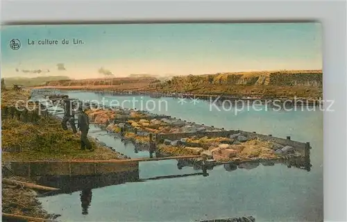 AK / Ansichtskarte Ernte_Landwirtschaft Culture du Lin Rouissage 