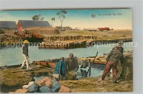 AK / Ansichtskarte Ernte_Landwirtschaft Culture du Lin Enleve des Ballons  