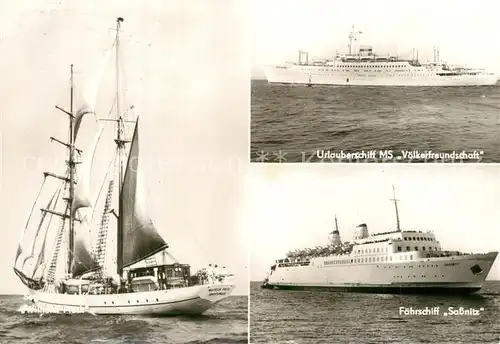AK / Ansichtskarte Schiffe_Ships_Navires MS V?lkerfreundschaft F?hrschiff Sassnitz Segelschiff Wilhelm Pieck 