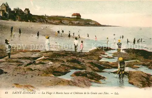 AK / Ansichtskarte Saint Enogat La plage a maree basse et Chateau de la Goule aux Fees Saint Enogat