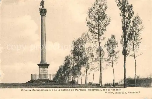 AK / Ansichtskarte Montmirail_Marne Colonne Commemorative de la Bataille de Marchais Montmirail Montmirail Marne