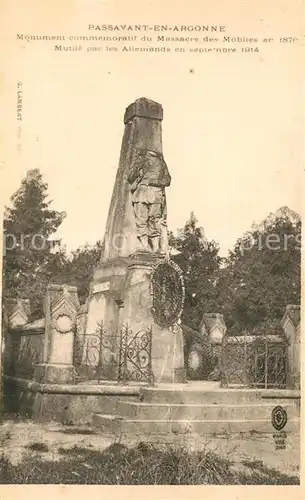 AK / Ansichtskarte Passavant en Argonne Monument commemoratif du Massacre des Mobiles en 1870 Passavant en Argonne