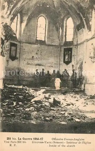 AK / Ansichtskarte Eclusier Vaux_Somme Guerre 1944 17 Offensive Franco Anglaise Interieur de lEglise  Eclusier Vaux Somme