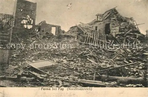 AK / Ansichtskarte Fay_Somme Ferme zerstoert in WK1 Fay_Somme