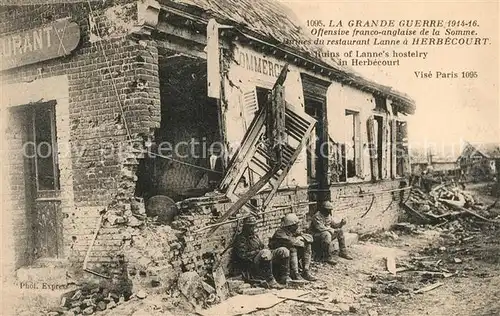 AK / Ansichtskarte Herbecourt Offensive franco anglaise de la Somme Ruines du restaurant Lanne Herbecourt